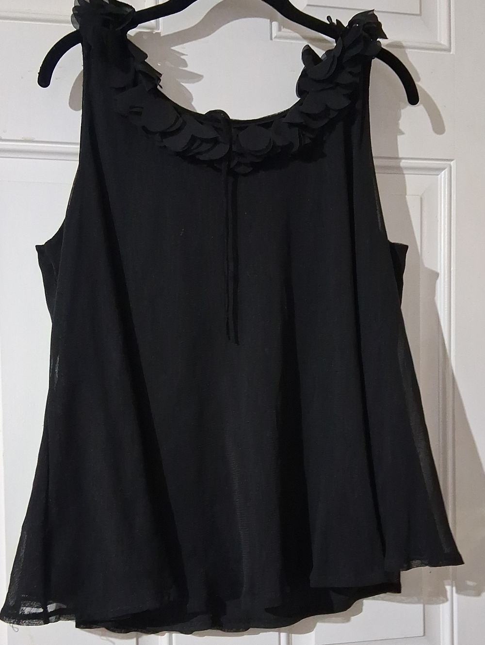 new directions Black Ruffle-Neck Sleeveless Camisole